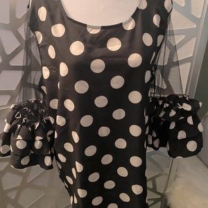 New.  Black and white polka dot blouse.
